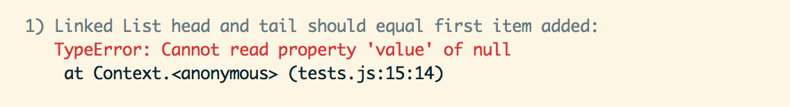 Image of failing test